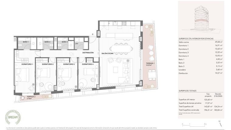 Rzut - Mieszkanie na sprzedaż 4 pokoje o powierzchni 94,54 m² - numer 255C w Octavia