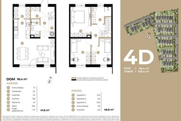 Rzut - Dom na sprzedaż 4 pokoje o powierzchni 96,4 m² - numer 4D w Kasprowicza 4 etap II