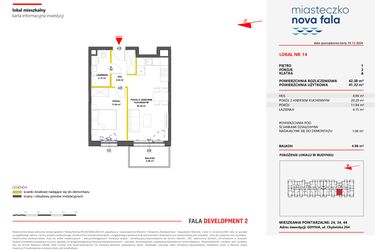 Rzut - Mieszkanie na sprzedaż 2 pokoje o powierzchni 42,38 m² - numer 14 w Miasteczko Nova Fala