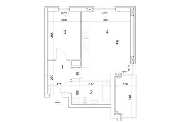 Rzut - Mieszkanie na sprzedaż 2 pokoje o powierzchni 42,13 m² - numer 6A.89 w Mierzeja Wiślana etap IV