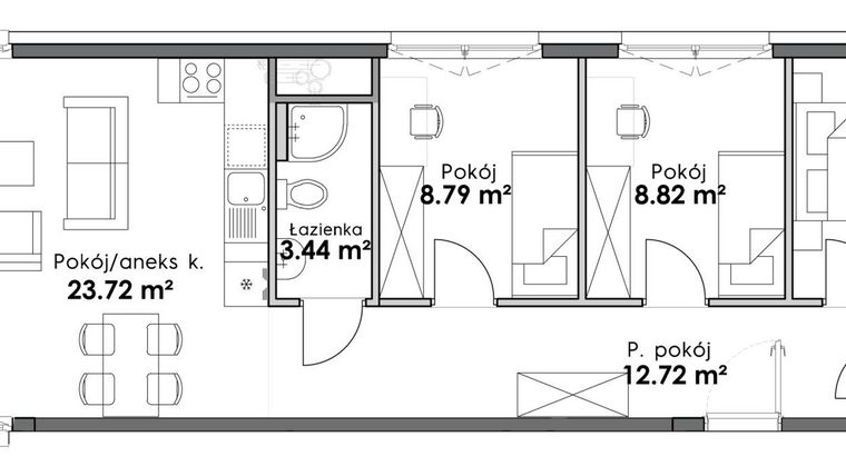 Rzut - Mieszkanie na sprzedaż 4 pokoje o powierzchni 71,62 m² - numer C2-65 w Slow City