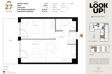 Rzut - Mieszkanie na sprzedaż 2 pokoje o powierzchni 41,61 m² - numer A.27 w Look Up House