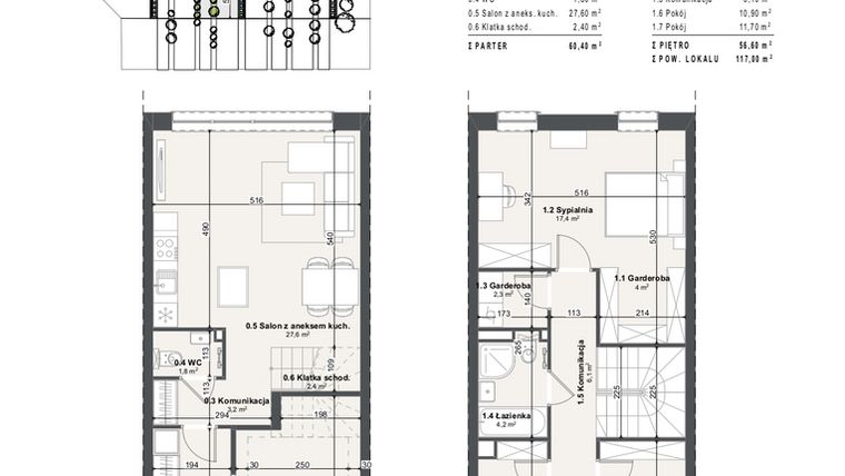 Rzut - Dom na sprzedaż 5 pokoi o powierzchni 117 m² - numer 1b w Domy na Przylesiu etap II