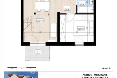 Rzut - Mieszkanie na sprzedaż 2 pokoje o powierzchni 50,96 m² - numer B4/3/37 w MONTANO