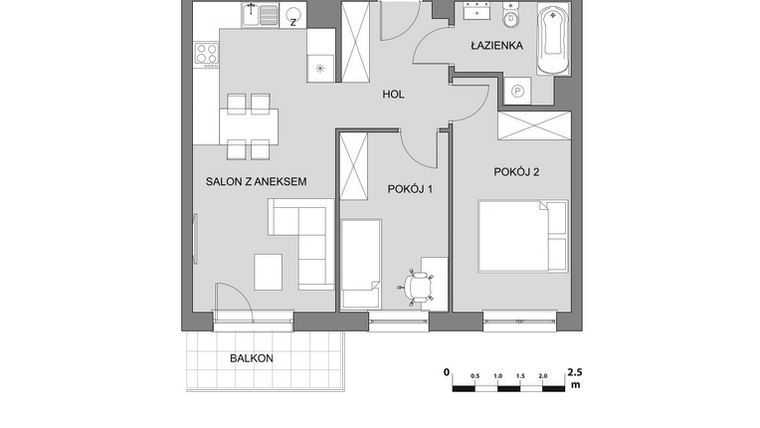 Rzut - Mieszkanie na sprzedaż 3 pokoje o powierzchni 54,99 m² - numer B3.1 w Osiedle Aleksandria II - budynek B