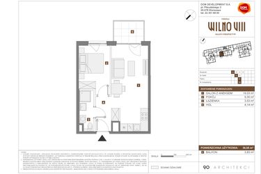 Rzut - Mieszkanie na sprzedaż 2 pokoje o powierzchni 36,05 m² - numer A.30 w Osiedle Wilno VIII