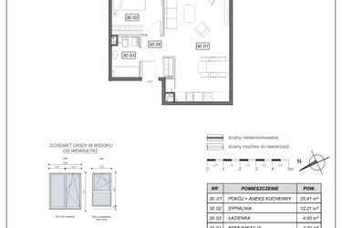Rzut - Mieszkanie na sprzedaż 2 pokoje o powierzchni 45,92 m² - numer 4.A.30 w Nowe Południe bud. 4