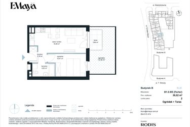 Rzut - Mieszkanie na sprzedaż 2 pokoje o powierzchni 36,02 m² - numer B1.0.M5 w EMaya