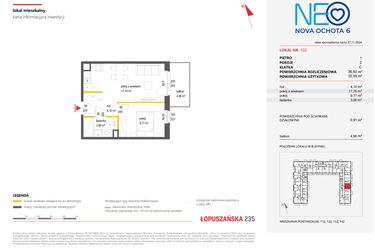 Rzut - Mieszkanie na sprzedaż 2 pokoje o powierzchni 35,6 m² - numer 102 w Neo Nova Ochota 6