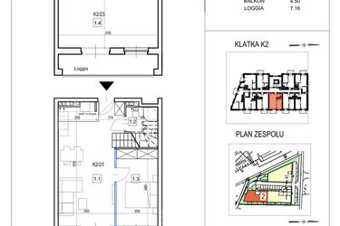 Rzut - Mieszkanie na sprzedaż 2 pokoje o powierzchni 77,96 m² - numer K2/23 w Przystań Królewiecka III