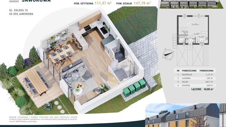 Rzut - Dom na sprzedaż 4 pokoje o powierzchni 111,47 m² - numer 2B w Osiedle Jaworowa