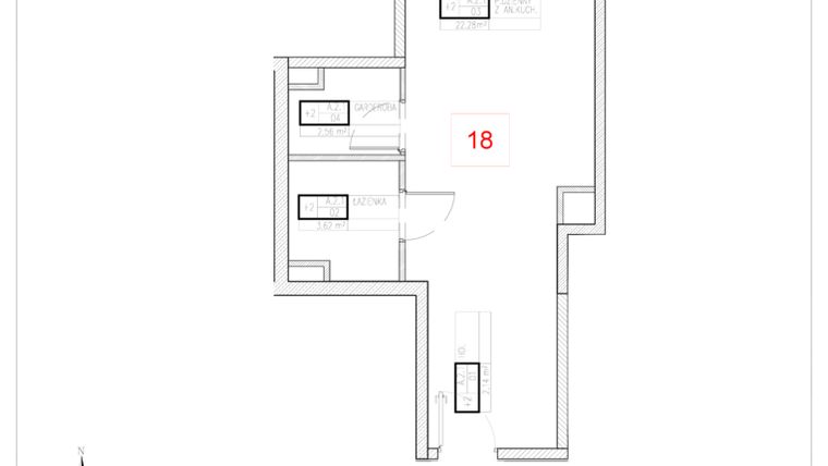 Rzut - Mieszkanie na sprzedaż 1 pokój o powierzchni 30,6 m² - numer A2-1 w Rezydencja Ogród Saski etap I i II