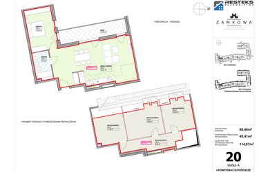 Rzut - Mieszkanie na sprzedaż 4 pokoje o powierzchni 114,87 m² - numer A.20 w Kamienica Zamkowa