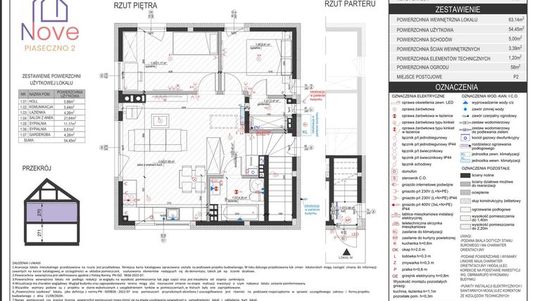 Rzut - Dom na sprzedaż 3 pokoje o powierzchni 63 m² - numer C1.2 w Nove Piaseczno 2
