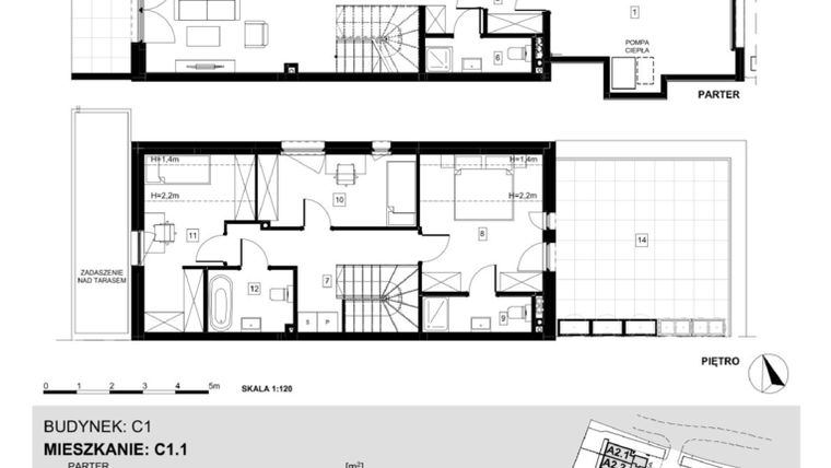 Rzut - Dom na sprzedaż 5 pokoi o powierzchni 127,23 m² - numer C1.1 w Ville Przy Białej