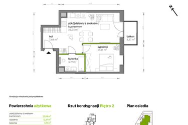 Rzut - Mieszkanie na sprzedaż 2 pokoje o powierzchni 48,35 m² - numer AA0209 w Ptasia Vita