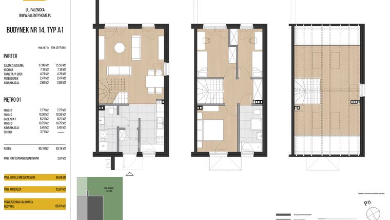 Rzut - Dom na sprzedaż 4 pokoje o powierzchni 86,99 m² - numer 14 w Falenty Home II