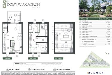Rzut - Dom na sprzedaż 4 pokoje o powierzchni 144,62 m² - numer 6B w Domy w akacjach