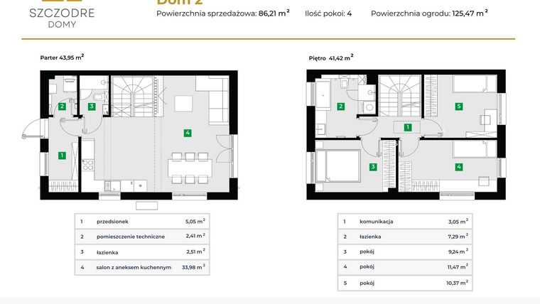 Rzut - Dom na sprzedaż 4 pokoje o powierzchni 85,31 m² - numer 40/1 w Szczodre Domy