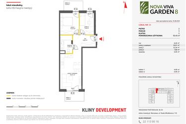 Rzut - Mieszkanie na sprzedaż 3 pokoje o powierzchni 50,45 m² - numer 54 w Nova Viva Garden 8