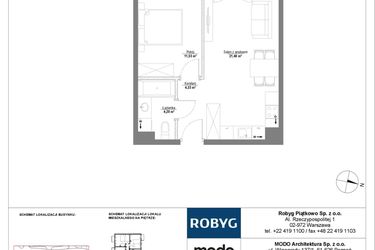 Rzut - Mieszkanie na sprzedaż 2 pokoje o powierzchni 41,46 m² - numer 4M12 w Początek Piątkowo bud. F