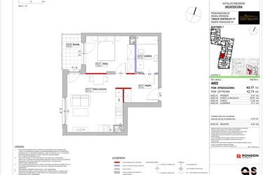 Rzut - Mieszkanie na sprzedaż 2 pokoje o powierzchni 43,17 m² - numer 7.A022 w Ursus Centralny etap VI