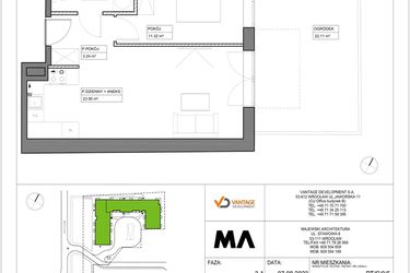 Rzut - Mieszkanie na sprzedaż 2 pokoje o powierzchni 43,09 m² - numer PT/C/0/5 w Przystanek Tarnogaj
