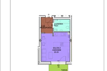 Rzut - Mieszkanie na sprzedaż 1 pokój o powierzchni 29,47 m² - numer A7 w Osiedle Zuchów