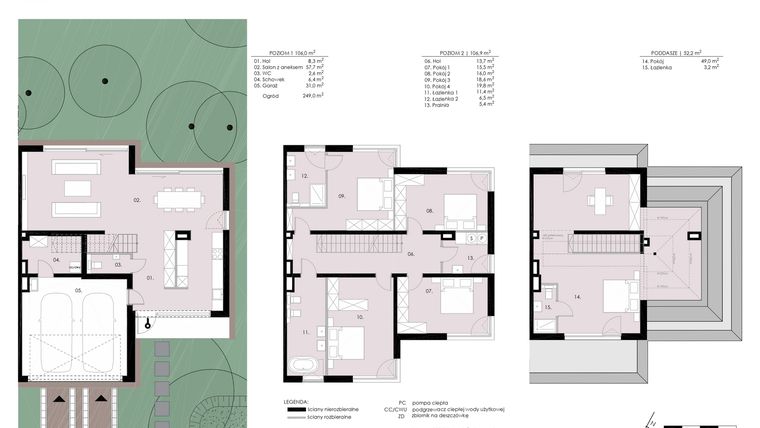 Rzut - Dom na sprzedaż 6 pokoi o powierzchni 265,04 m² - numer D2 w Wiedeńska Residence