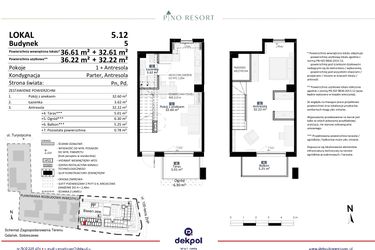 Rzut - Mieszkanie na sprzedaż 2 pokoje o powierzchni 68,44 m² - numer 5.12 w Pino Resort