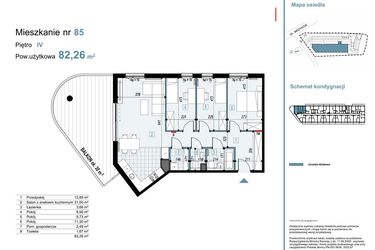 Rzut - Mieszkanie na sprzedaż 4 pokoje o powierzchni 82,26 m² - numer 85 w Medyków 32
