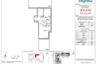 Rzut - Mieszkanie na sprzedaż 3 pokoje o powierzchni 58,62 m² - numer A.1.01 w CityFlow