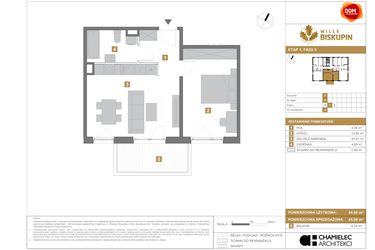 Rzut - Mieszkanie na sprzedaż 2 pokoje o powierzchni 45,06 m² - numer P5 w Wille Biskupin III