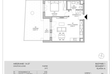 Rzut - Mieszkanie na sprzedaż 2 pokoje o powierzchni 47,05 m² - numer 1A.07 w Skwer Harmonia II