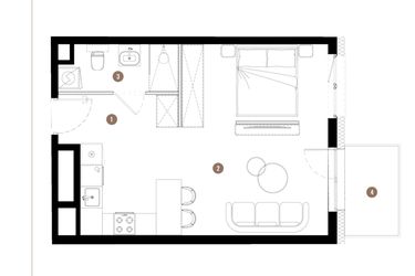 Rzut - Mieszkanie na sprzedaż 1 pokój o powierzchni 37,26 m² - numer C3.01.09 w Apartamenty Reytana