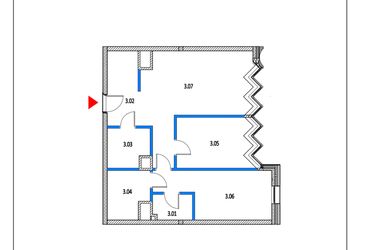 Rzut - Mieszkanie na sprzedaż 3 pokoje o powierzchni 74,68 m² - numer 20 w Garbary 68