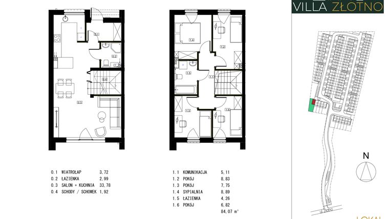 Rzut - Dom na sprzedaż 5 pokoi o powierzchni 84,07 m² - numer L5 w Villa Złotno
