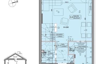 Rzut - Dom na sprzedaż 4 pokoje o powierzchni 82,07 m² - numer 98A w Nova Magdalenka 7 etap VII-VIII