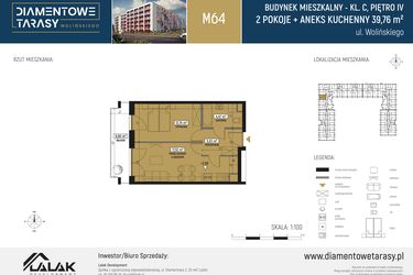 Rzut - Mieszkanie na sprzedaż 2 pokoje o powierzchni 39,76 m² - numer CM64 w Diamentowe Tarasy