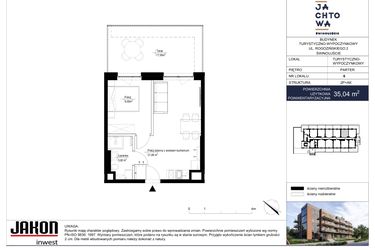 Rzut - Mieszkanie na sprzedaż 2 pokoje o powierzchni 35,04 m² - numer 6 w Jachtowa