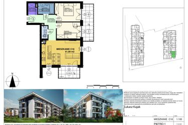 Rzut - Mieszkanie na sprzedaż 4 pokoje o powierzchni 61,89 m² - numer C18 w Duo Park
