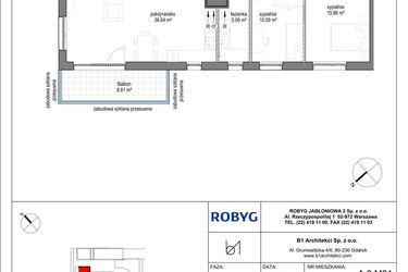 Rzut - Mieszkanie na sprzedaż 3 pokoje o powierzchni 78,65 m² - numer A.3M01 w Kobieli 4