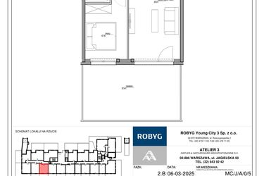 Rzut - Mieszkanie na sprzedaż 2 pokoje o powierzchni 38,37 m² - numer MC/J/A/0/5 w Modern City etap J