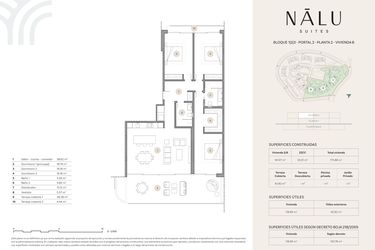 Rzut - Mieszkanie na sprzedaż 3 pokoje o powierzchni 175,84 m² - numer 322B w Nalu Suites