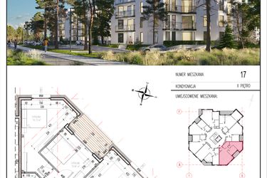 Rzut - Mieszkanie na sprzedaż 3 pokoje o powierzchni 68,09 m² - numer 17 w Grasera 12