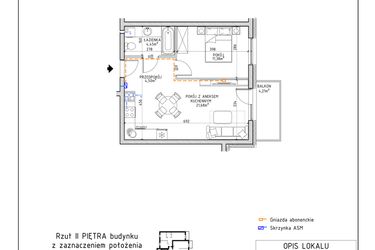 Rzut - Mieszkanie na sprzedaż 2 pokoje o powierzchni 42,01 m² - numer 11 w Osiedle OdNowa K5