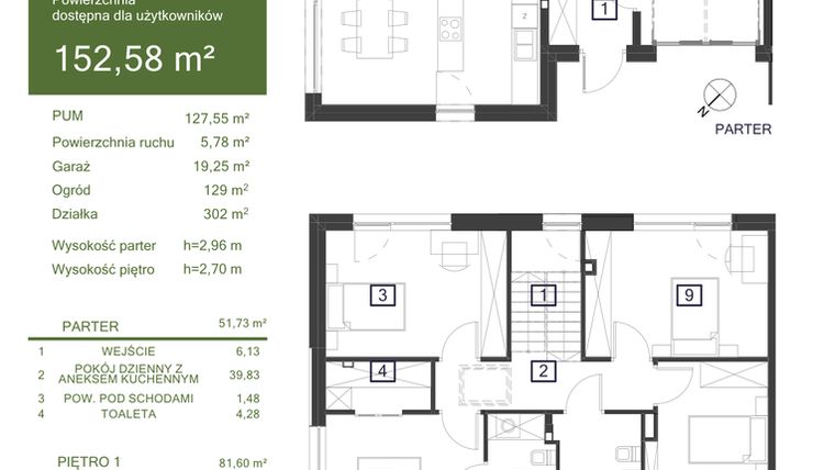 Rzut - Dom na sprzedaż 5 pokoi o powierzchni 152,58 m² - numer 31D w Osiedle Żywiczna