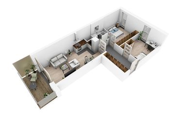 Rzut - Mieszkanie na sprzedaż 3 pokoje o powierzchni 53,96 m² - numer N4.24 w Osiedle Narcyzowe
