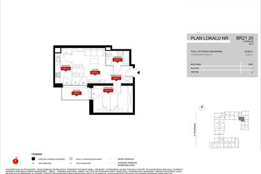Rzut - Mieszkanie na sprzedaż 2 pokoje o powierzchni 45,99 m² - numer BR21/20 w Browary Wrocławskie 2