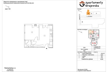 Rzut - Mieszkanie na sprzedaż 2 pokoje o powierzchni 40,13 m² - numer M-16 w Apartamenty Grajewska